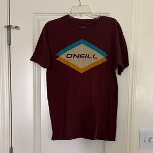 O'Neill Maroon Short-Sleeve Logo Tee with Teal & Gold Accent